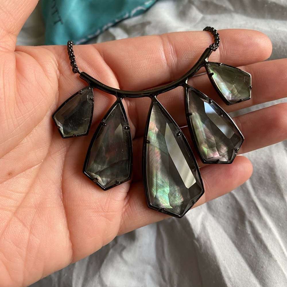 Black Mother of Pearl Kendra Scott Rhyan Necklace EUC